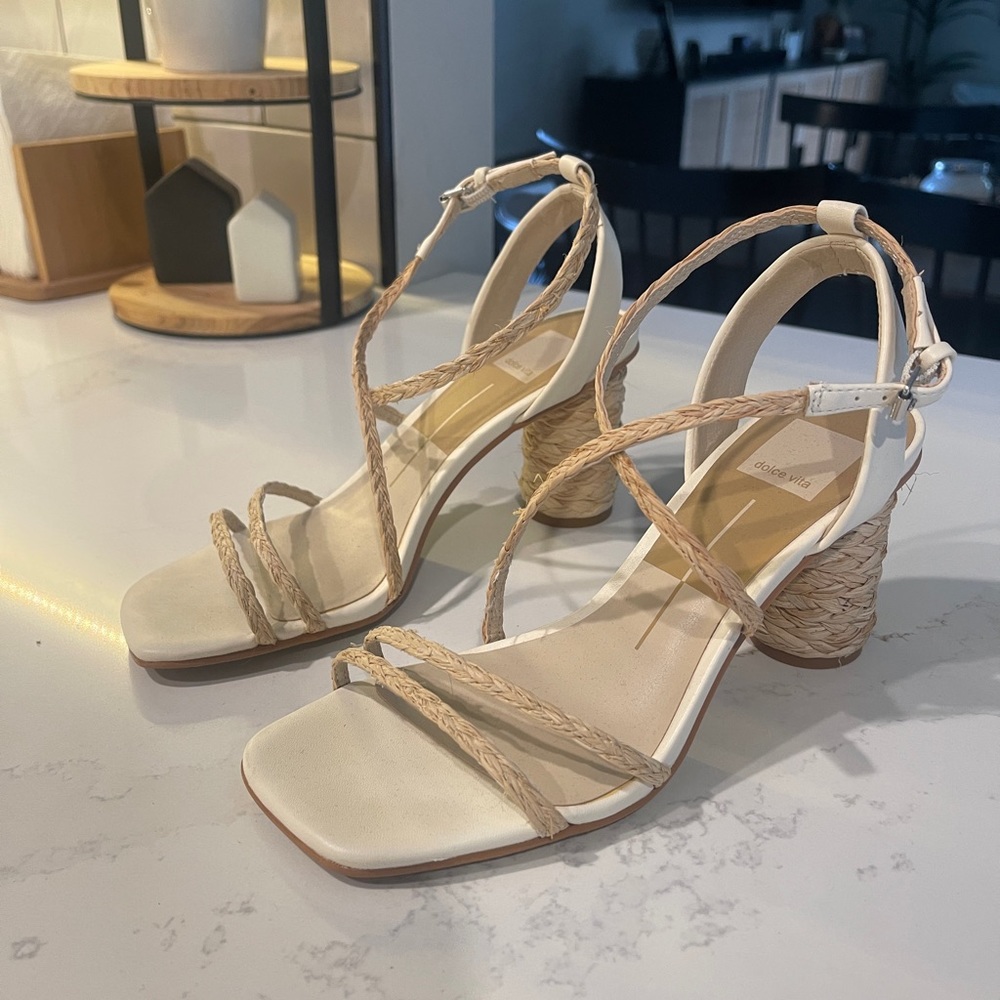 Dolce Vita Raffia Strappy Sandal Heels size 7